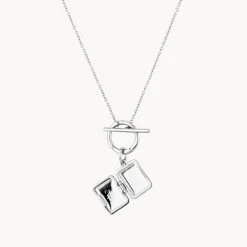 Online Engravable Rectangle Locket Fob Chain Necklace in Silver Engravable Jewellery | Locket Jewellery