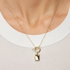 Fashion Engravable Rectangle Locket Fob Chain Necklace in Gold Engravable Jewellery | Locket Jewellery