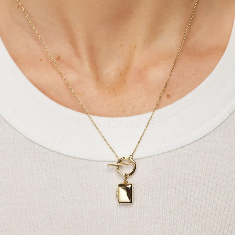 Fashion Engravable Rectangle Locket Fob Chain Necklace in Gold Engravable Jewellery | Locket Jewellery
