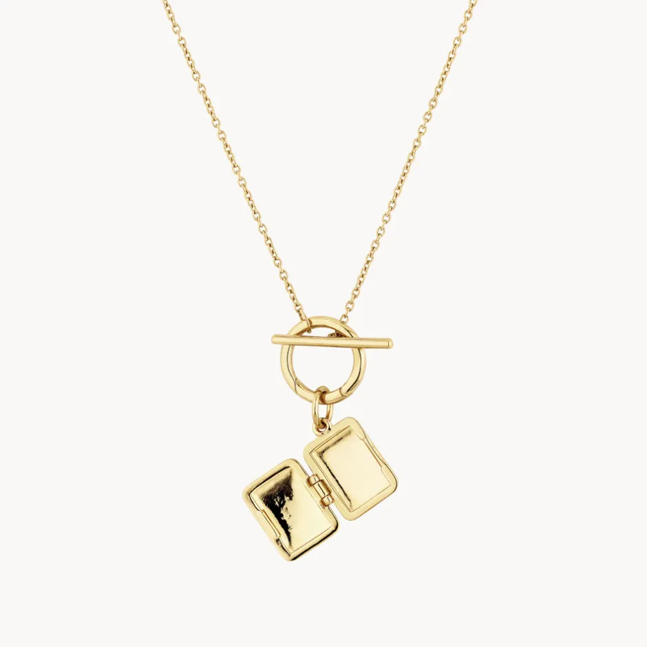 Fashion Engravable Rectangle Locket Fob Chain Necklace in Gold Engravable Jewellery | Locket Jewellery