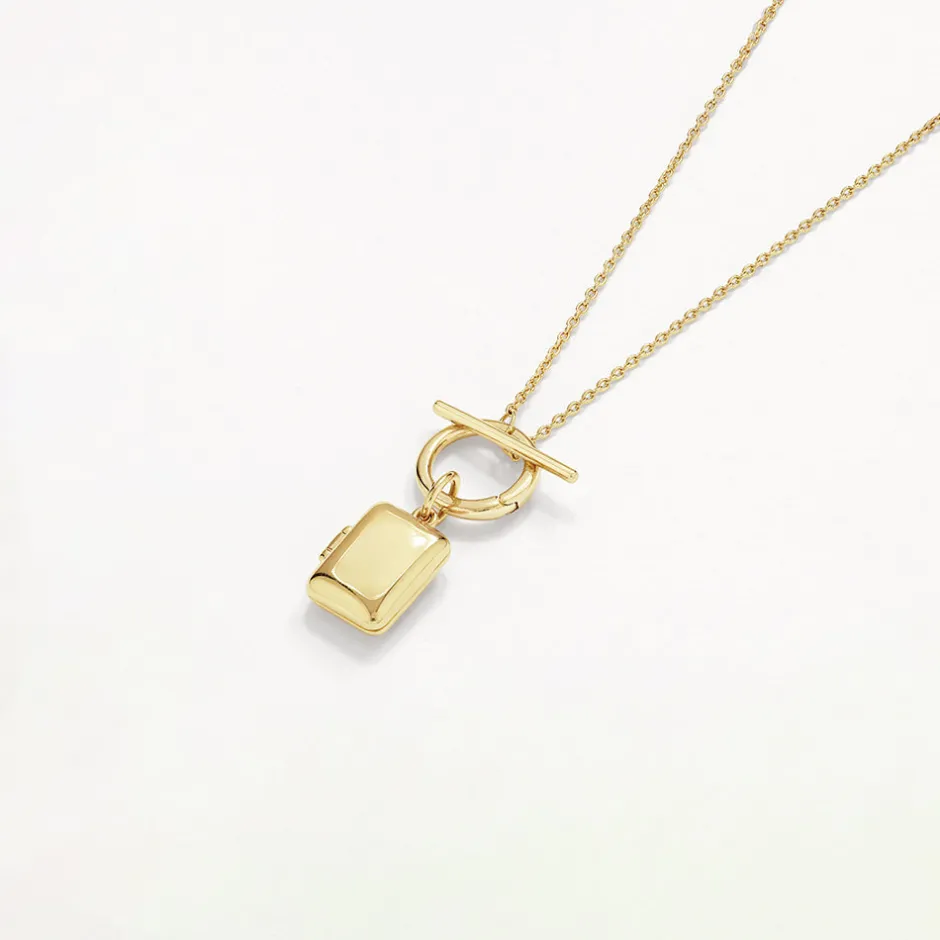 Fashion Engravable Rectangle Locket Fob Chain Necklace in Gold Engravable Jewellery | Locket Jewellery