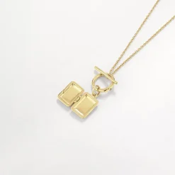 Fashion Engravable Rectangle Locket Fob Chain Necklace in Gold Engravable Jewellery | Locket Jewellery