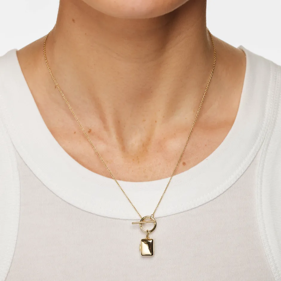 Fashion Engravable Rectangle Locket Fob Chain Necklace in Gold Engravable Jewellery | Locket Jewellery