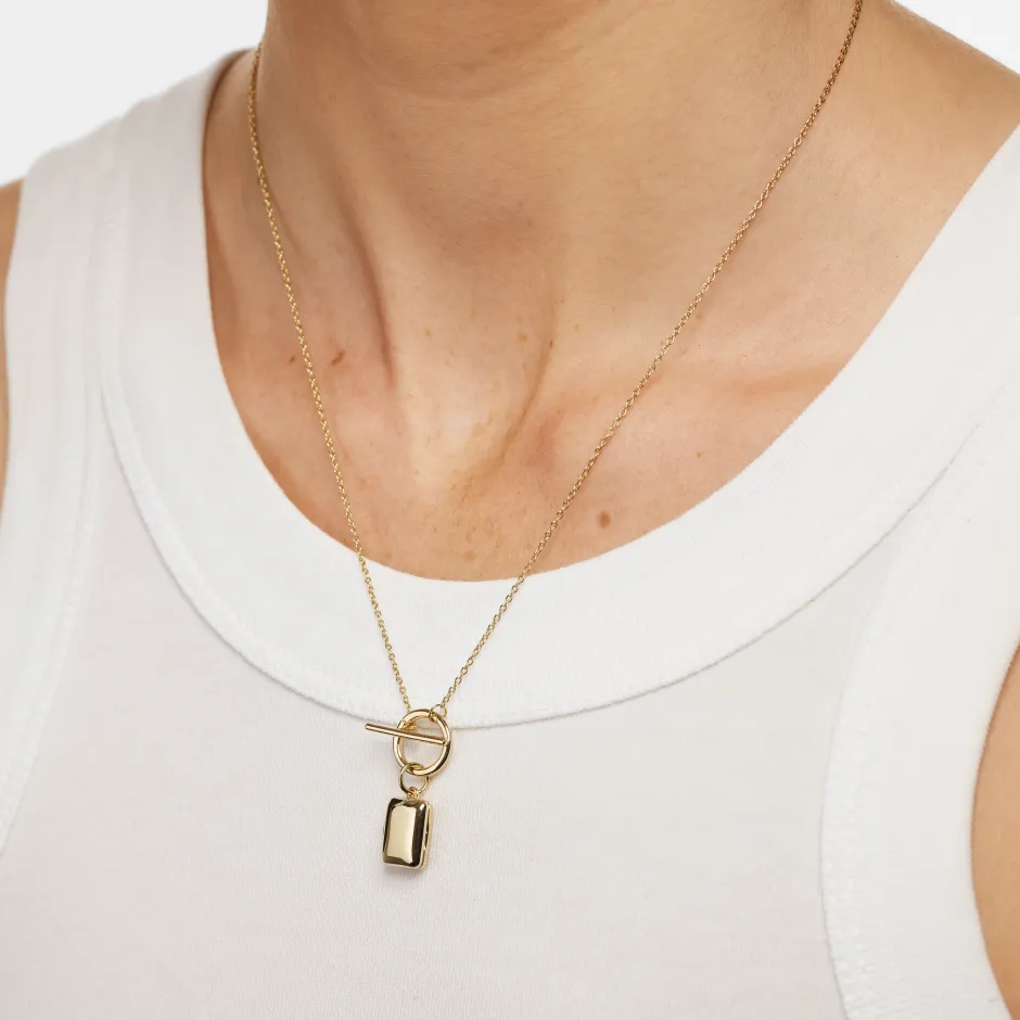 Fashion Engravable Rectangle Locket Fob Chain Necklace in Gold Engravable Jewellery | Locket Jewellery