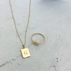 Hot Engravable Rectangle Ring in 10k Gold Bridal Gifts | Best Friend Gifts