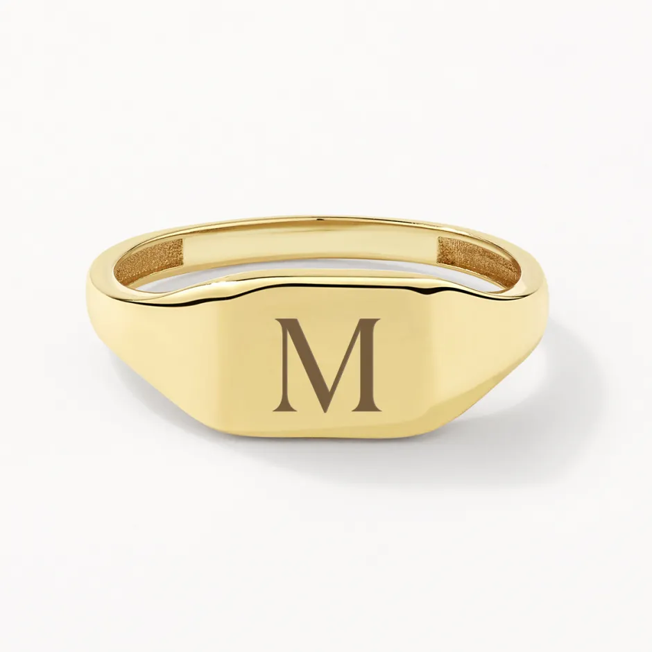 Clearance Engravable Rectangle Signet Pinky Ring in 10k Gold Engravable Jewellery | Rings