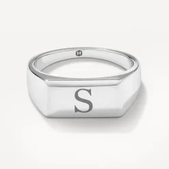 Clearance Engravable Rectangle Signet Pinky Ring in Silver Best Selling Gifts | Engravable Jewellery
