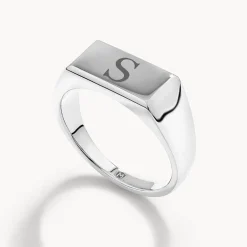 Clearance Engravable Rectangle Signet Pinky Ring in Silver Best Selling Gifts | Engravable Jewellery