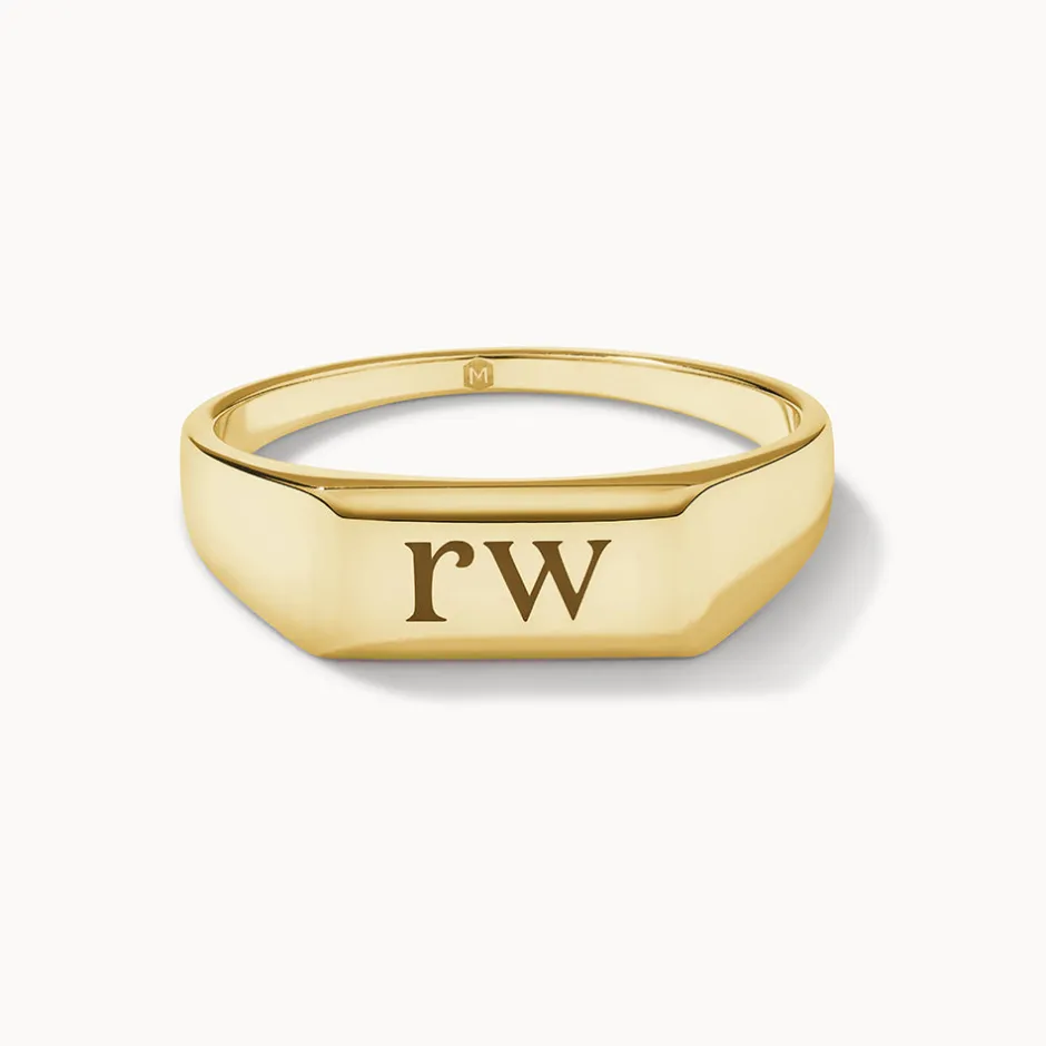 Discount Engravable Rectangle Signet Pinky Ring in Gold Best Selling Gifts | Engravable Jewellery