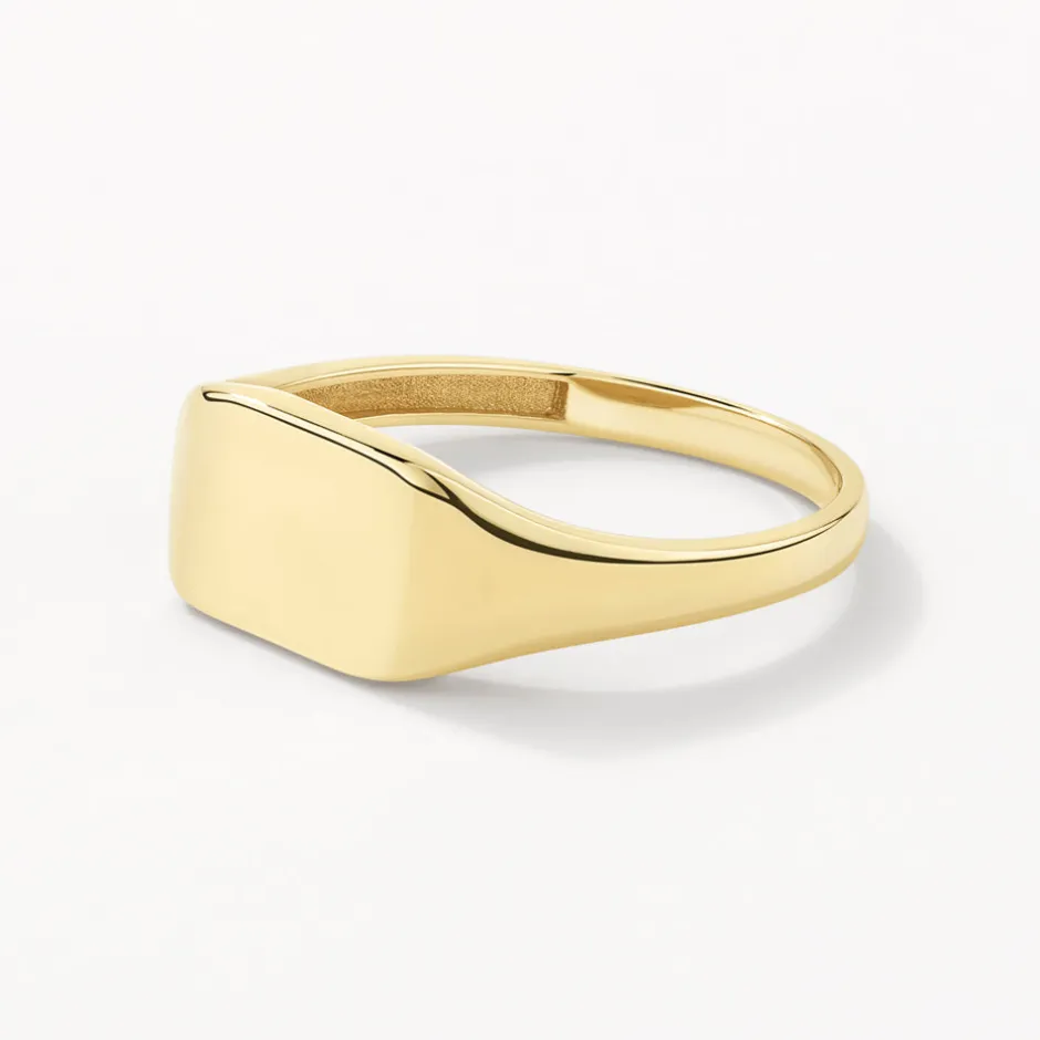 Clearance Engravable Rectangle Signet Pinky Ring in 10k Gold Engravable Jewellery | Rings