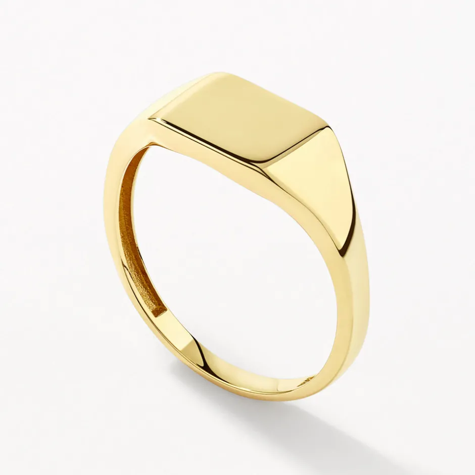 Clearance Engravable Rectangle Signet Pinky Ring in 10k Gold Engravable Jewellery | Rings