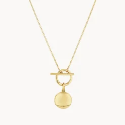 New Engravable Round Locket Fob Chain Necklace in Gold Engravable Jewellery | Locket Jewellery