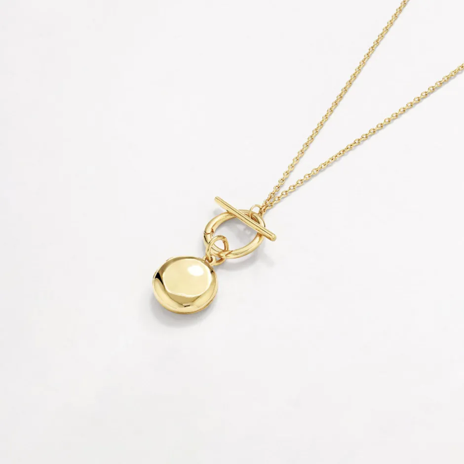 New Engravable Round Locket Fob Chain Necklace in Gold Engravable Jewellery | Locket Jewellery