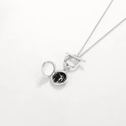 Discount Engravable Round Locket Fob Chain Necklace in Silver Engravable Jewellery | Locket Jewellery