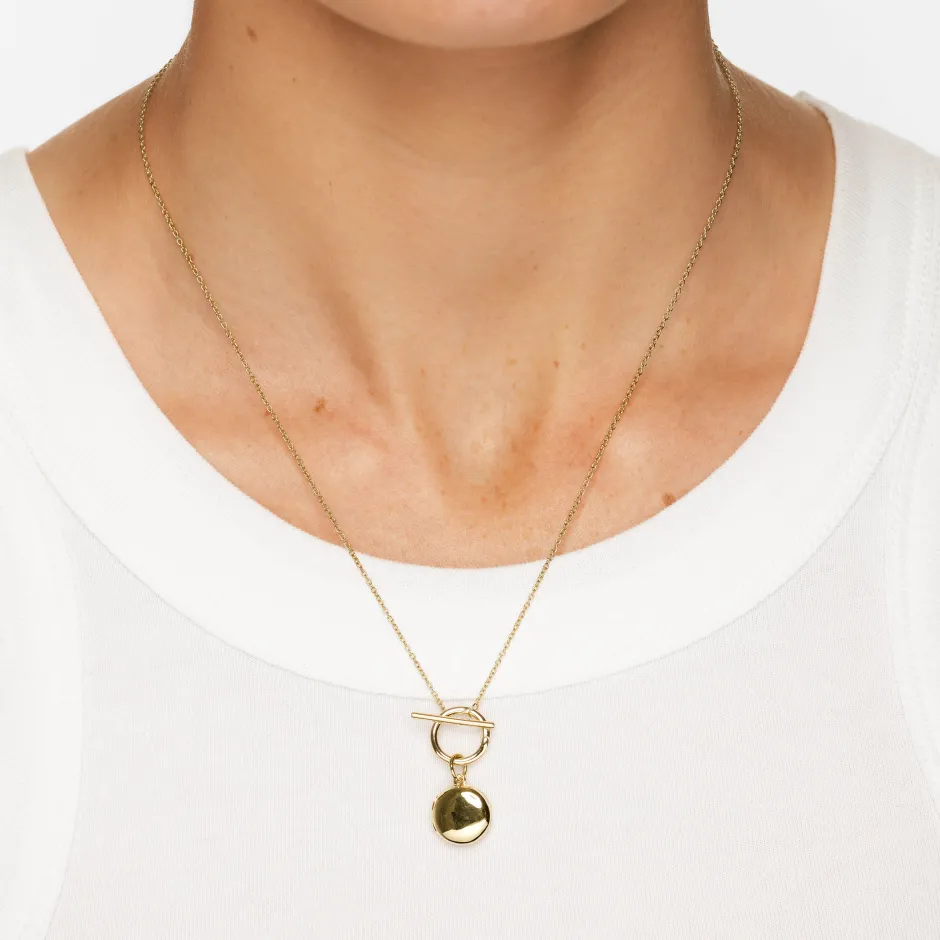 New Engravable Round Locket Fob Chain Necklace in Gold Engravable Jewellery | Locket Jewellery