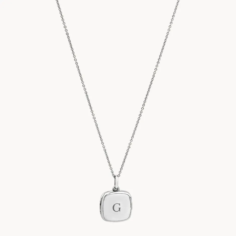 Best Engravable Square Locket Necklace in Silver Best Selling Gifts | Gifts For Her