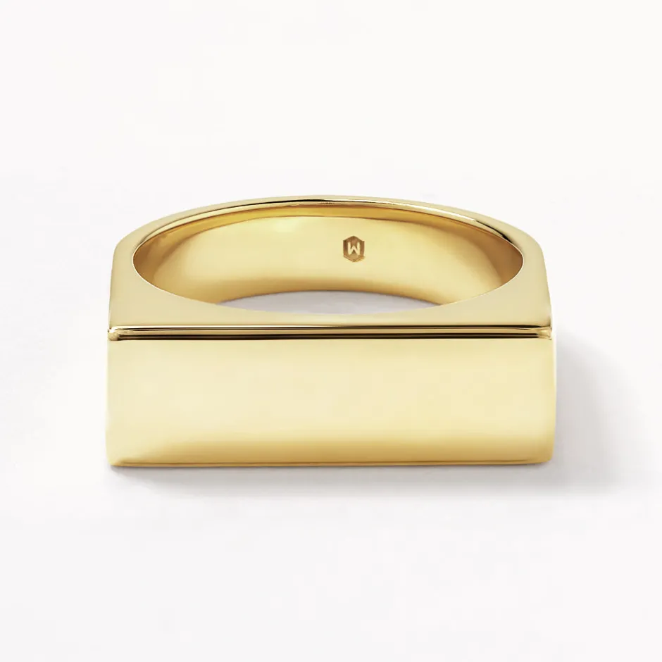 Best Engravable Square Unisex Signet Ring in Gold Engravable Jewellery | 18k Fine Gold Plated