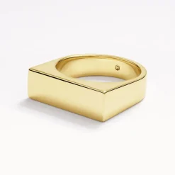 Best Engravable Square Unisex Signet Ring in Gold Engravable Jewellery | 18k Fine Gold Plated
