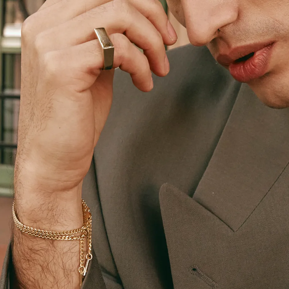 Best Engravable Square Unisex Signet Ring in Gold Engravable Jewellery | 18k Fine Gold Plated