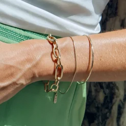 Discount Fine Snake Chain Bracelet in Gold Gifts For Him | 18k Fine Gold Plated