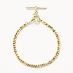 Hot Fob Curb Chain Bracelet in Gold Gifts For Him | 18k Fine Gold Plated