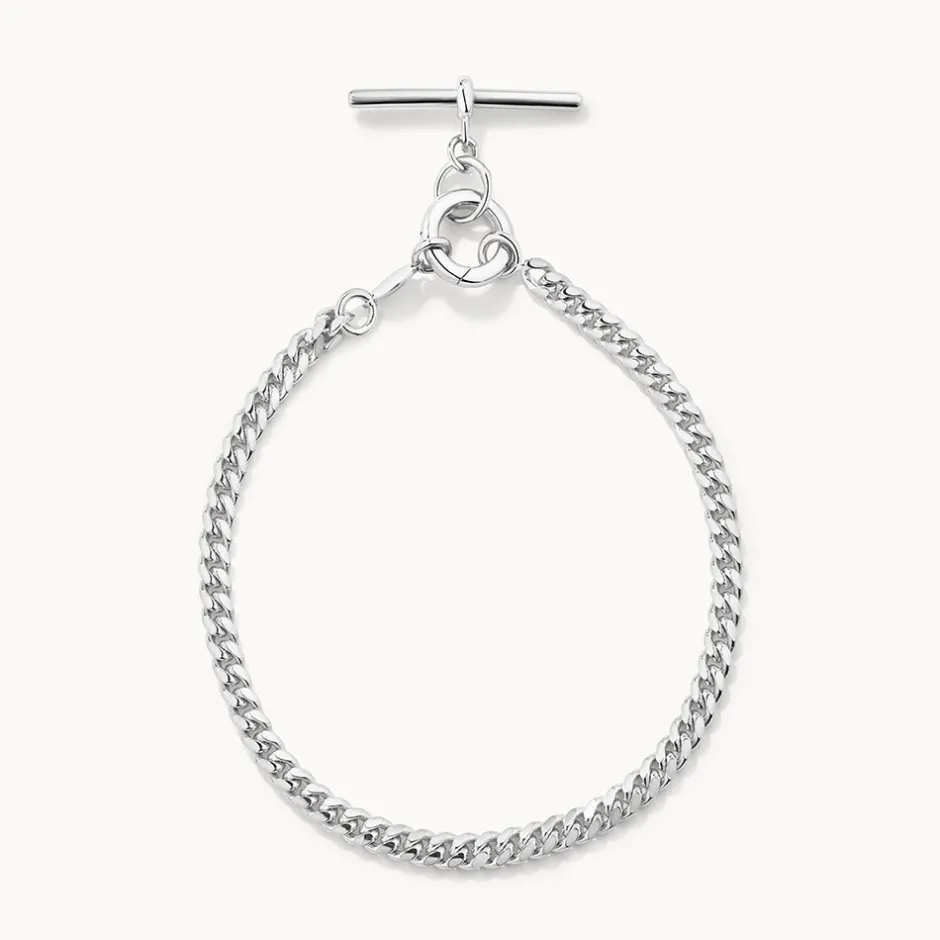 Sale Fob Curb Chain Bracelet in Silver Gifts For Him | 925 Sterling Silver