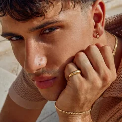 Hot Fob Curb Chain Bracelet in Gold Gifts For Him | 18k Fine Gold Plated