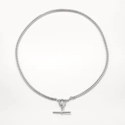 Outlet Fob Curb Chain Necklace in Silver Gifts For Him | 925 Sterling Silver