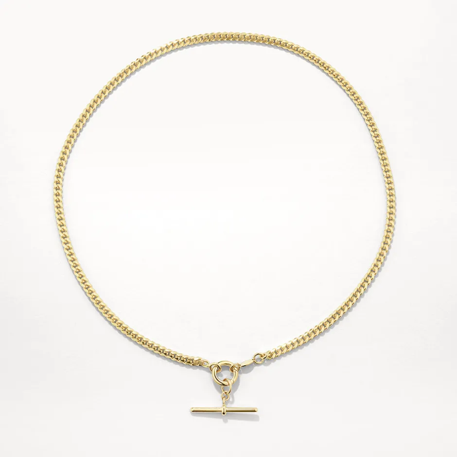 Fashion Fob Curb Chain Necklace in Gold Gifts For Him | 18k Fine Gold Plated