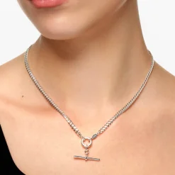 Outlet Fob Curb Chain Necklace in Silver Gifts For Him | 925 Sterling Silver