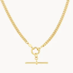 Fashion Fob Curb Chain Necklace in Gold Gifts For Him | 18k Fine Gold Plated