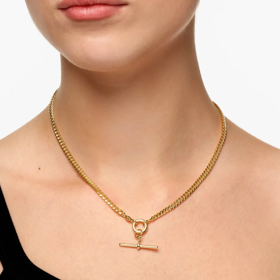 Fashion Fob Curb Chain Necklace in Gold Gifts For Him | 18k Fine Gold Plated