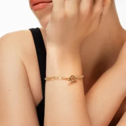 Fashion Fob Fundamental Chain Bracelet in Gold Gifts For Him | 18k Fine Gold Plated