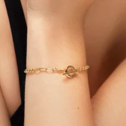 Fashion Fob Fundamental Chain Bracelet in Gold Gifts For Him | 18k Fine Gold Plated