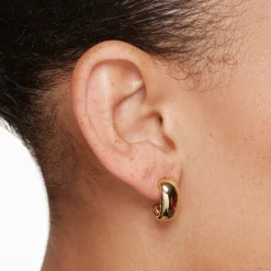 Fashion Garnet Marquise Curve Hoops in Gold Birthstone Jewellery | Natural Gemstones