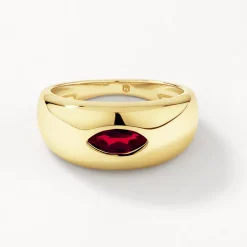 Fashion Garnet Marquise Curve Pinky Ring in Gold Birthstone Jewellery | Under $150