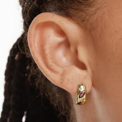 Outlet Garnet Multi Gemstone Curve Huggies in Gold Gifts For Her | Birthstone Jewellery