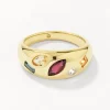 Fashion Garnet Multi Gemstone Gypsy Ring in Gold Gifts For Her | Birthstone Jewellery