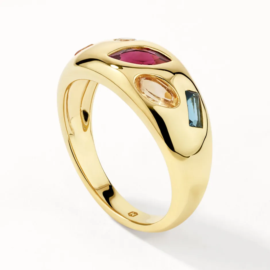 Fashion Garnet Multi Gemstone Gypsy Ring in Gold Gifts For Her | Birthstone Jewellery