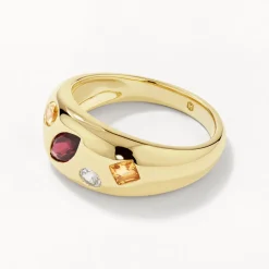 Fashion Garnet Multi Gemstone Gypsy Ring in Gold Gifts For Her | Birthstone Jewellery