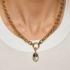 Discount Gemstone Serpent Tablet Pendant in Gold 18k Fine Gold Plated | Personalisation