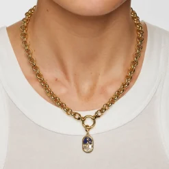 Discount Gemstone Serpent Tablet Pendant in Gold 18k Fine Gold Plated | Personalisation