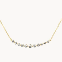 Fashion Graduated Diamond Bar Necklace in 10k Gold Gifts For Her | Natural Diamonds