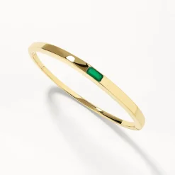 New Green Agate Bangle in Gold Natural Gemstones | 18k Fine Gold Plated