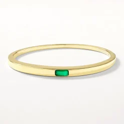 New Green Agate Bangle in Gold Natural Gemstones | 18k Fine Gold Plated