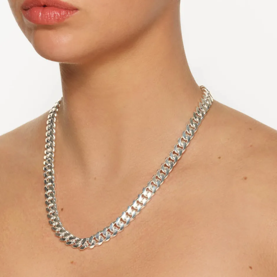 Discount Heavy Flat Curb Chain in Silver 925 Sterling Silver | Necklaces & Pendants