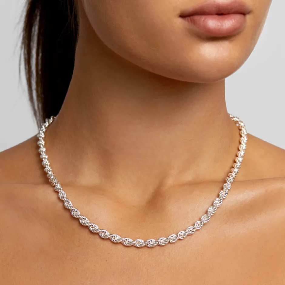 Best Heavy Rope Chain Necklace in Silver Gifts For Him | 925 Sterling Silver