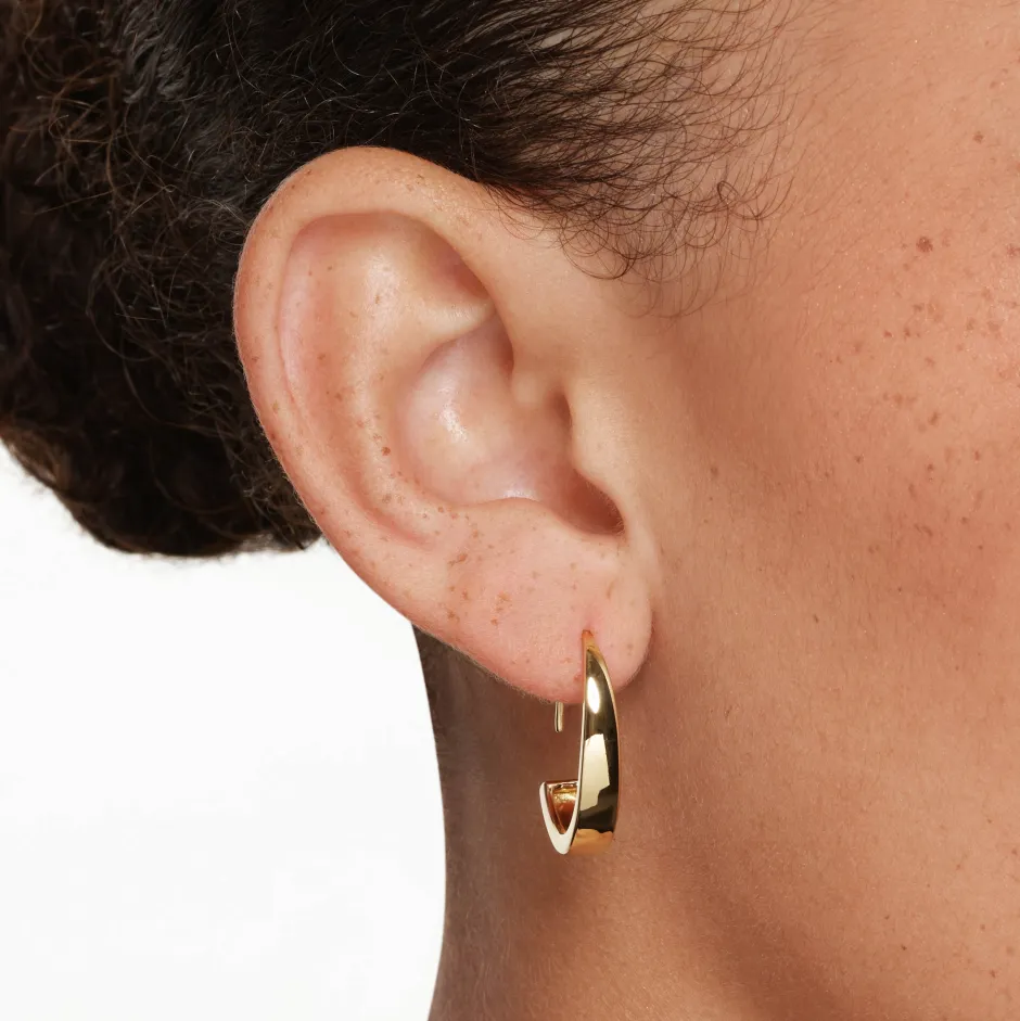 New Hook Hoop Earrings in Gold 18k Fine Gold Plated | Earrings