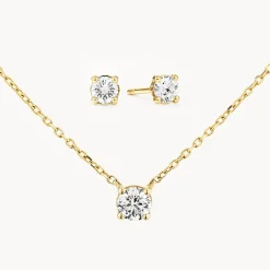 Outlet Lab-Grown Diamond 0.45ct Set With Necklace and Earrings in 10k Gold Gifts For Her | Luxe Gifting
