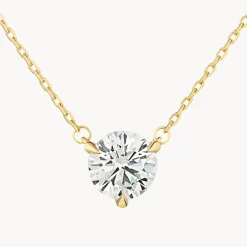 Best Laboratory-Grown Diamond 0.75ct Round Necklace in 10k Gold Gifts For Her | Luxe Gifting